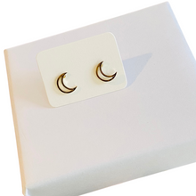 Load image into Gallery viewer, Dainty Outlined Crescent Moon Stud Earrings
