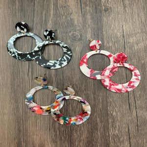 Linked Dual Round Dangling Drop Earrings - 3 colors