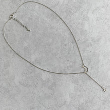 Load image into Gallery viewer, Celestial Half Moon &amp; Star Delicate Y Lariat Necklace (Gold &amp; Silver Options)
