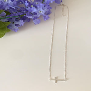 Sideways Cross Charm Necklace (Gold & Silver Options)