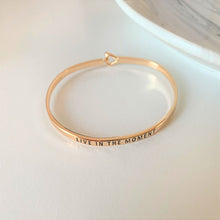 Load image into Gallery viewer, Inspirational Message &quot;Live In The Moment&quot; Skinny Bracelets (Gold &amp; Silver option)
