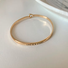 Load image into Gallery viewer, Inspirational Message &quot;Life Is A Story&quot; Skinny Bracelets (Gold &amp; Silver option)
