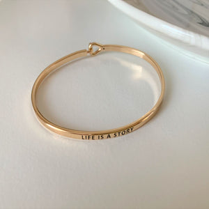 Inspirational Message "Life Is A Story" Skinny Bracelets (Gold & Silver option)