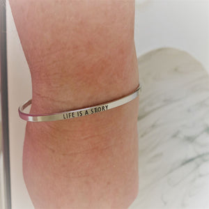 Inspirational Message "My Story Is Not Over Yet" Skinny Bracelets (Gold option)