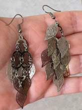 Load image into Gallery viewer, Dangling Filigree Leaf Earrings - (Gold, Silver and  Hematite options)
