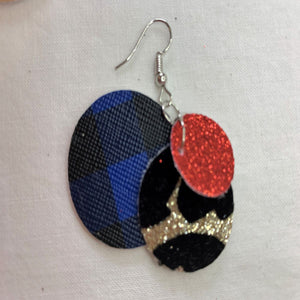 Glitter My Leopard 3 Layer Circle Faux Leather Earrings