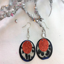 Load image into Gallery viewer, Glitter My Cheetah 3 Layer Circle Faux Leather Earrings
