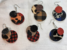 Load image into Gallery viewer, Glitter My Leopard 3 Layer Circle Faux Leather Earrings
