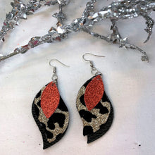 Load image into Gallery viewer, Glitter My Leopard 3-Layered Wave Faux Leather Earrings
