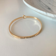 Load image into Gallery viewer, Inspirational Message &quot;Love Yourself &quot; Skinny Bracelets (Gold &amp; Silver option)
