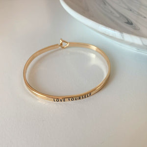 Inspirational Message "Love Yourself " Skinny Bracelets (Gold & Silver option)