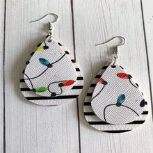 Load image into Gallery viewer, Oh My Lights Christmas Faux Leather Earrings (White and Black option)

