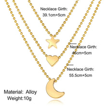Load image into Gallery viewer, Multi-layer Layered Star, Heart, Moon Necklace - 3 piece set
