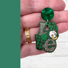 Load image into Gallery viewer, St. Patty&#39;s Day LOVE Gnome Earrings
