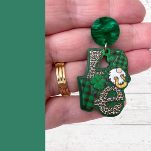 St. Patty's Day LOVE Gnome Earrings