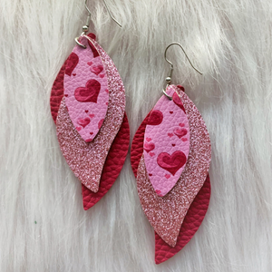 Valentine's Day Triple Layer Faux Leather Earrings - 12 options