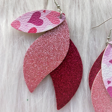 Load image into Gallery viewer, Valentine&#39;s Day Triple Layer Faux Leather Earrings - 12 options
