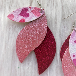 Valentine's Day Triple Layer Faux Leather Earrings - 12 options