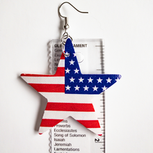 Load image into Gallery viewer, Patriotic Star Flag Faux Leather Earrings
