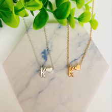 Load image into Gallery viewer, Initial Letter w/Heart Necklace (Gold &amp; Silver option)

