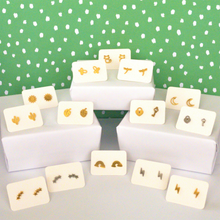 Load image into Gallery viewer, Minimalist Lock &amp; Key Stud Earrings (Gold &amp; Silver options)
