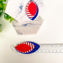 Load image into Gallery viewer, Patriotic Red, White and Blue Triple Layer Faux Leather Earrings
