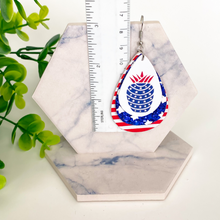 Load image into Gallery viewer, Patriotic Pineapple, Stars and Stripes Triple Layer Faux Leather Earrings
