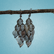 Load image into Gallery viewer, Dangling Filigree Leaf Earrings - (Gold, Silver and  Hematite options)
