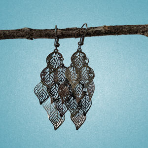 Dangling Filigree Leaf Earrings - (Gold, Silver and  Hematite options)