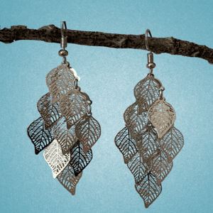 Dangling Filigree Leaf Earrings - (Gold, Silver and  Hematite options)