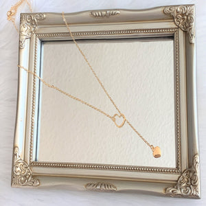 Hollow and Solid Heart Y Lariat Necklace