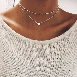 Heart Choker 2 piece Necklace (Gold & Silver options)