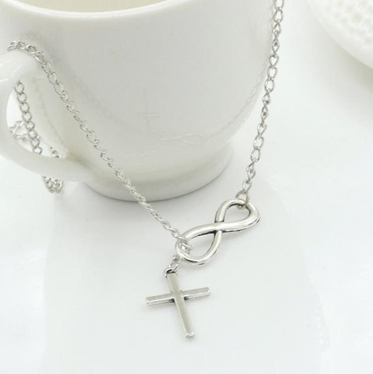 Unique Infinity Cross Y lariat Necklace