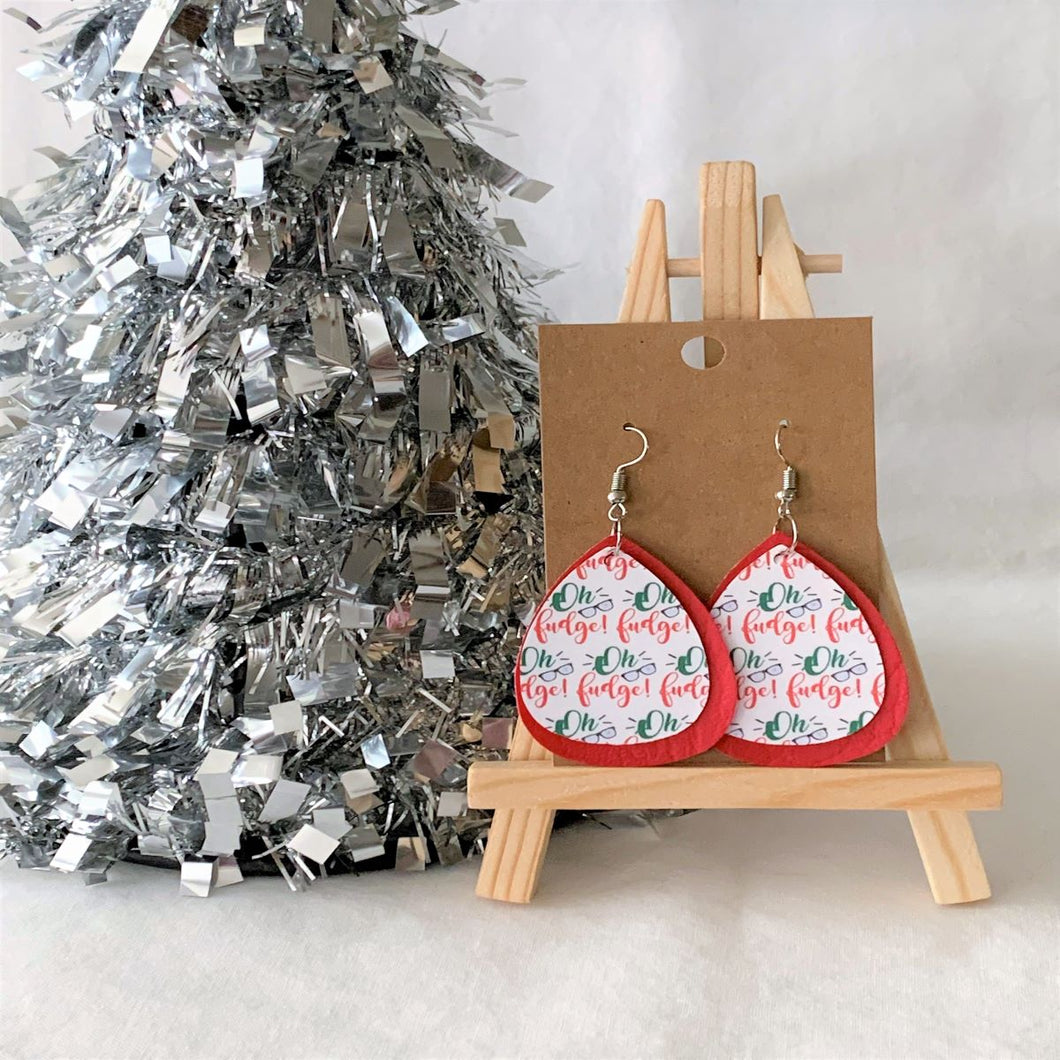 Oh Fudge Christmas Faux Leather Earrings